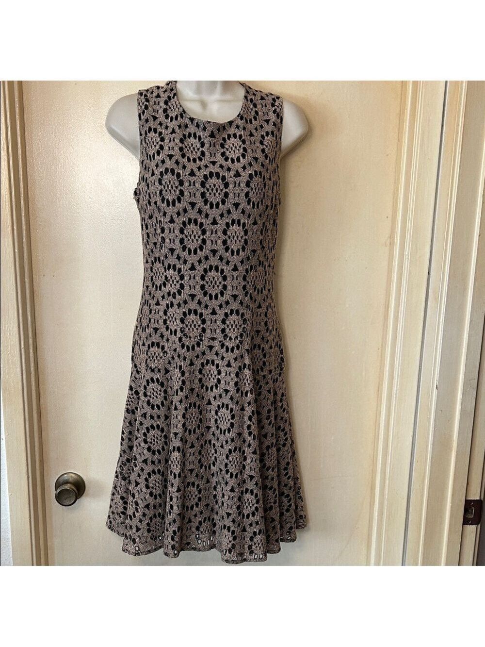 Tommy Hilfiger Black and Gold Lace Midi Dress size 10